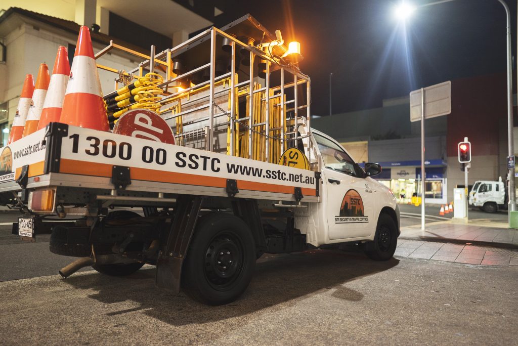An SSTC traffic control Ute loaded with traffic management equipment. 